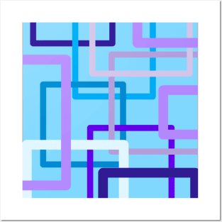 Blue Pipes Geometric Pattern Posters and Art